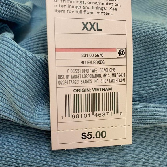 Blue ribbed tank top-NWT - Picture 5 of 5